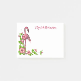 Tropical Flamingos and Flowers Post-It Notes