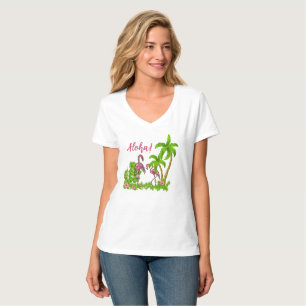 Tropical Flamingos and Flowers T-Shirt
