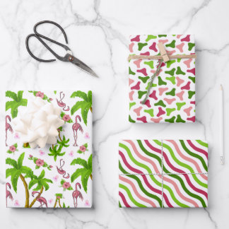 Tropical Flamingos and Flowers Wrapping Paper Sheet