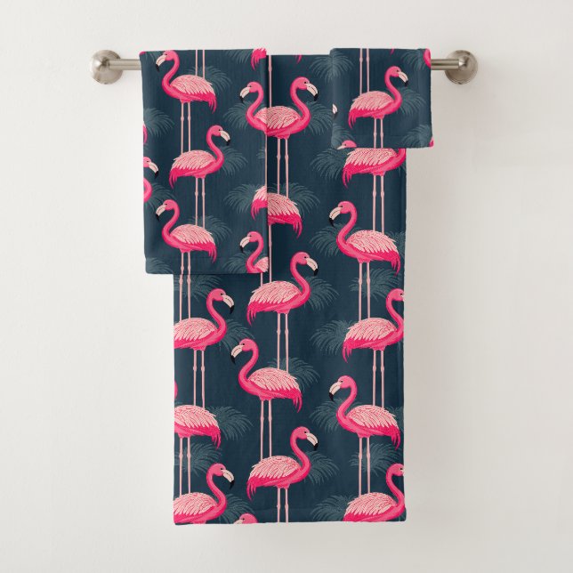 Tropical Flamingos Bath Towel Set (Insitu)