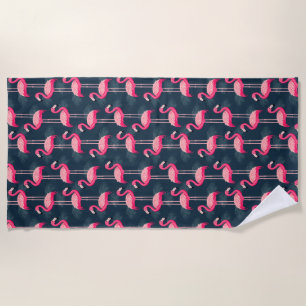 Tropical Flamingos Beach Towel