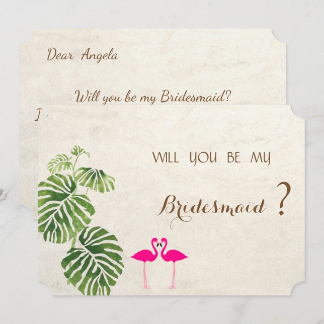 Tropical Flamingos  Bridesmaid Card (Front/Back)
