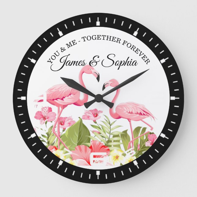 Tropical Flamingos Custom Event Template-32146 Large Clock (Front)