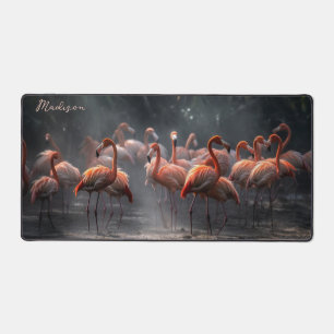 Tropical Flamingos custom name Desk Mat