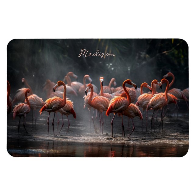 Tropical Flamingos custom name Magnet (Horizontal)