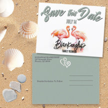 Tropical Flamingos Family Reunion Save The Date 