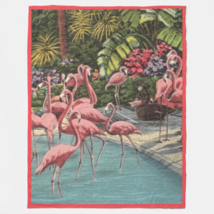 Tropical Flamingos Fleece Blanket