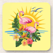 Tropical Flamingos Sunshine and Flowers