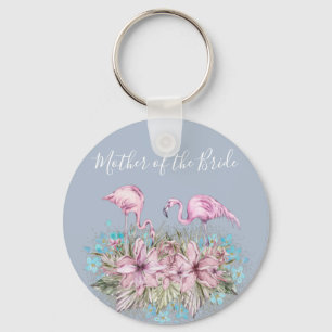 Tropical Flamingos Wedding Key Ring