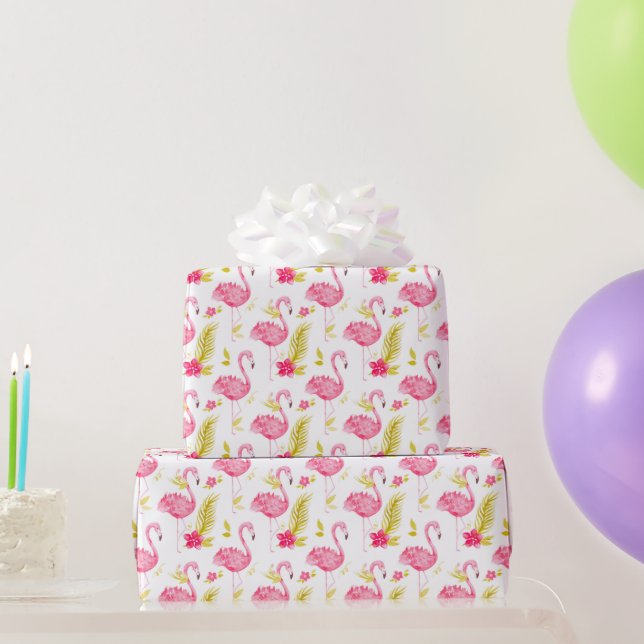 Tropical Flamingos Wrapping Paper (Party Gifts)