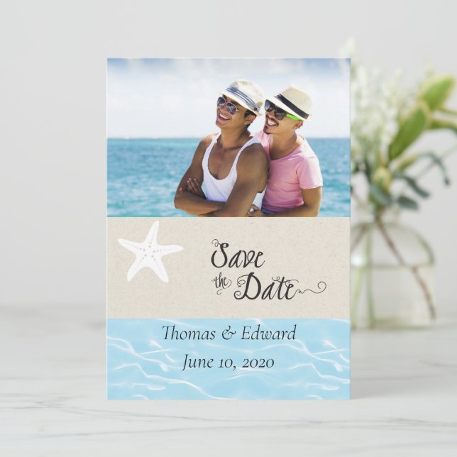 Tropical Flat Save The Date Card (Standing Front)