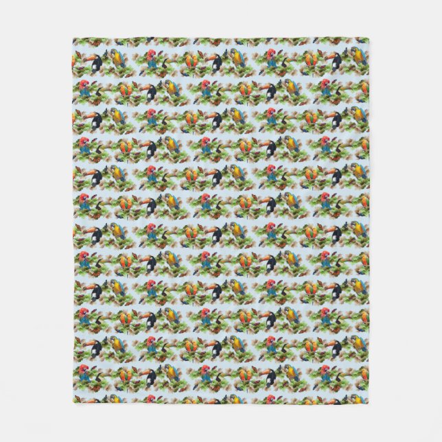 Tropical Fleece Blanket (Light Blue) (Front)