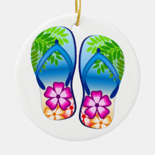 Tropical Flip Flops Ceramic Tree Decoration