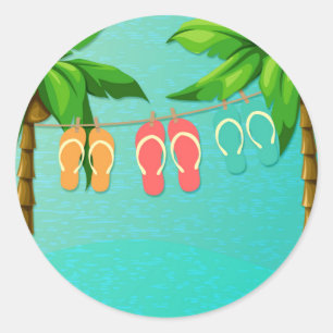 Tropical Flip Flops Classic Round Sticker