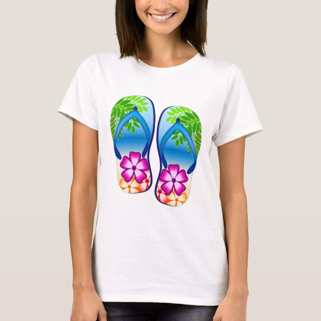 Tropical Flip Flops T-Shirt (Front)