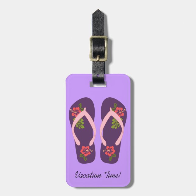 Tropical Flip Flops Vacation Time Luggage Tag (Front Vertical)
