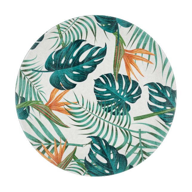 Tropical Flora: Floral Seamless Design Cutting Board (Front)
