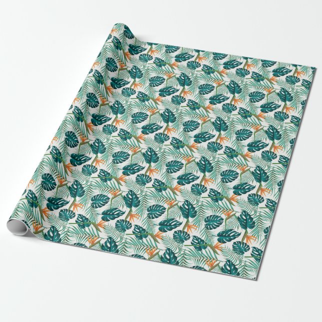 Tropical Flora: Floral Seamless Design Wrapping Paper (Unrolled)