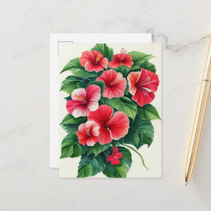 Tropical Flora Light Red Hibiscus Postcard