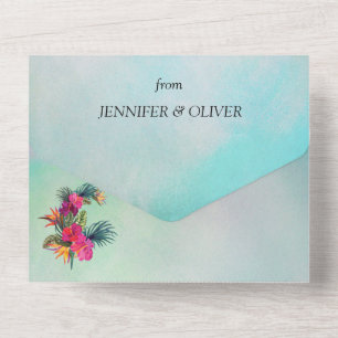 Tropical Flora Paradise All in One Wedding Invite