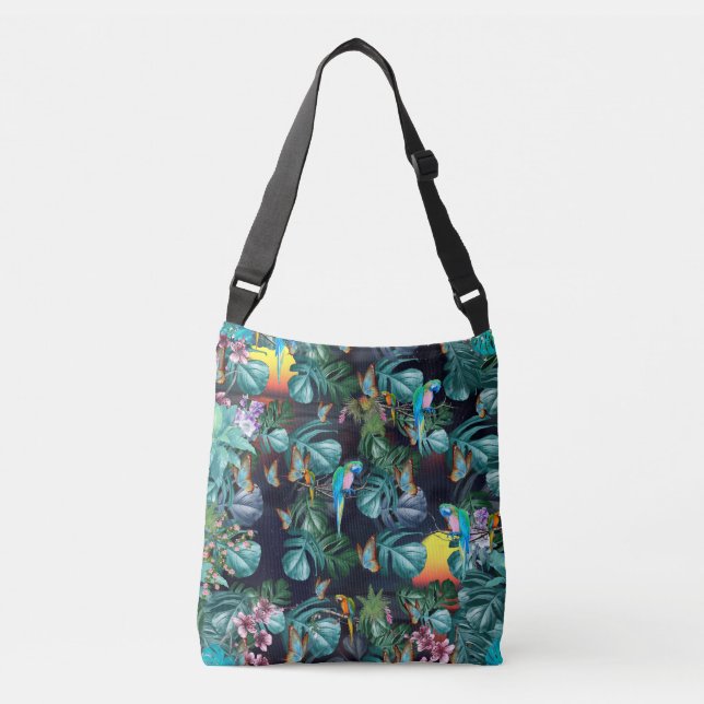 Tropical Flora Paradise at Sunset Crossbody Bag (Front)