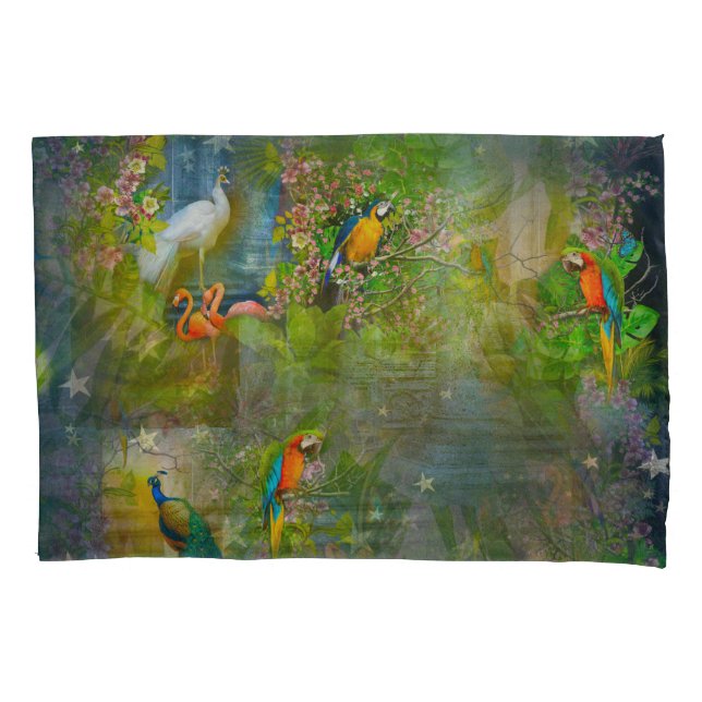 Tropical Flora Paradise at Sunset Pillow Case (Front)