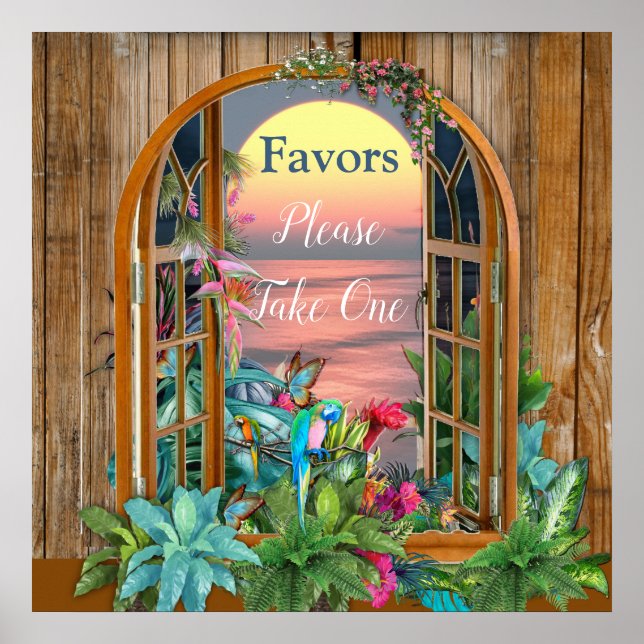 Tropical Flora Paradise at Sunset Poster (Front)