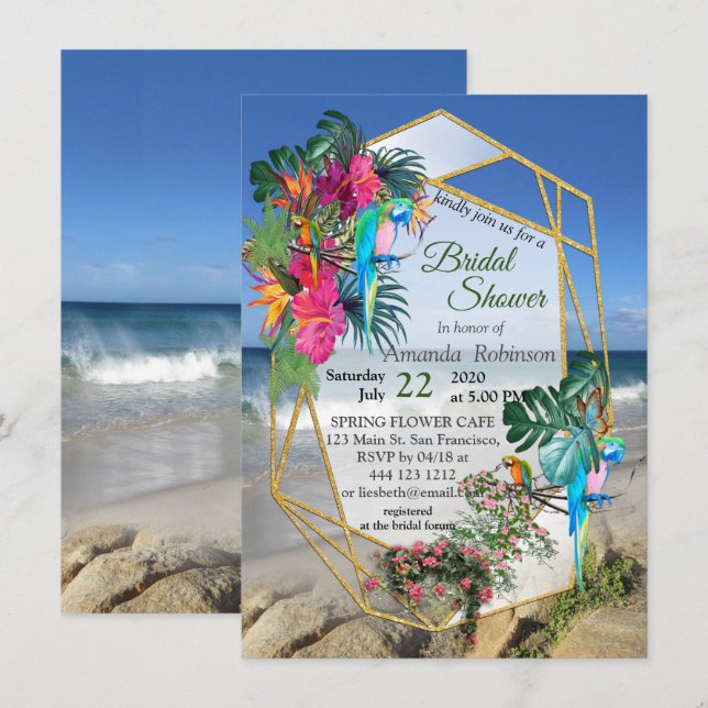 Tropical Flora Paradise Beach Scenery Invitation (Front/Back)