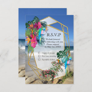 Tropical Flora Paradise Beach Scenery RSVP Card