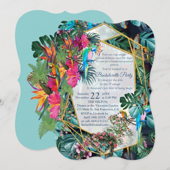 Tropical Flora Paradise & Birds Invitation (Front/Back)