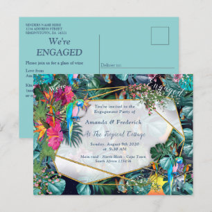 Tropical Flora Paradise & Birds Invitation Postcard