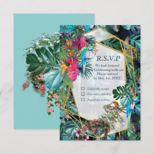 Tropical Flora Paradise & Birds RSVP Card