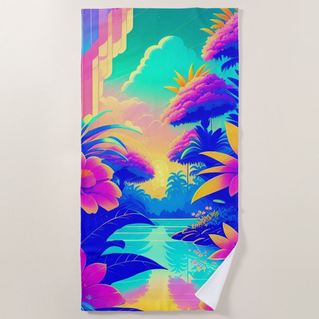 Tropical Floral 2 Beach Towel (Front)