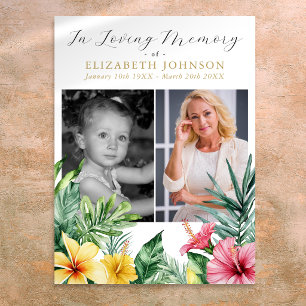 Tropical Floral 2 Photo Celebration Of Life Sign