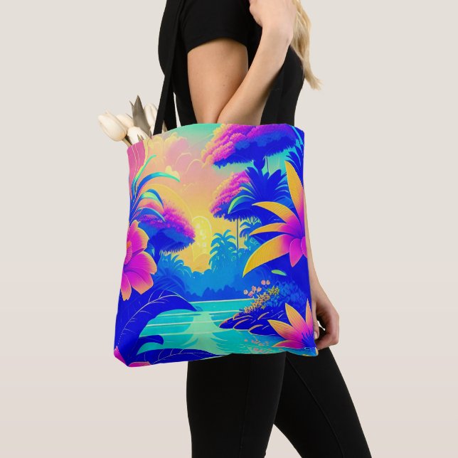 Tropical Floral 2 Tote Bag (Close Up)