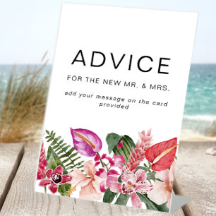Tropical Floral Advice Wedding Sign