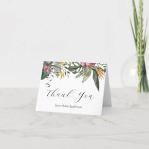 Tropical Floral Aloha Baby Shower Thank You Card