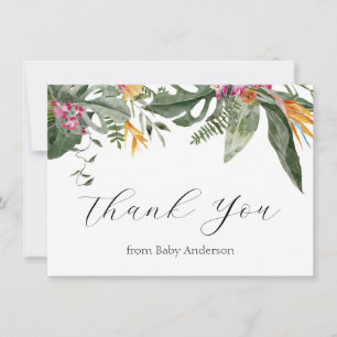 Tropical Floral Aloha Baby Shower Thank You Card