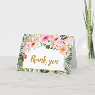 Tropical Floral Aloha Baby Shower  Thank You Card