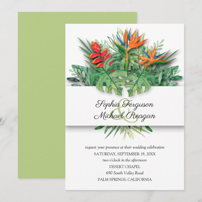 Tropical Floral and Foliage Botanical Wedding (Front/Back)