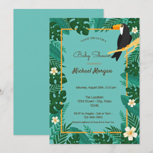 Tropical Floral, Animals Baby Shower Invitation