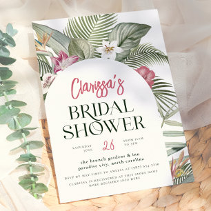 Tropical Floral Arch Modern Summer Bridal Shower Invitation
