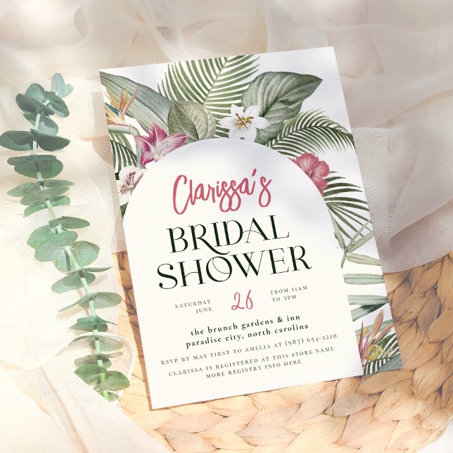 Tropical Floral Arch Modern Summer Bridal Shower Invitation (Creator Uploaded)