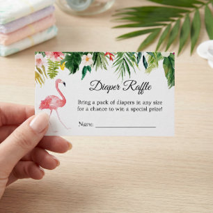 Tropical Floral Baby Shower Diaper Raffle Card