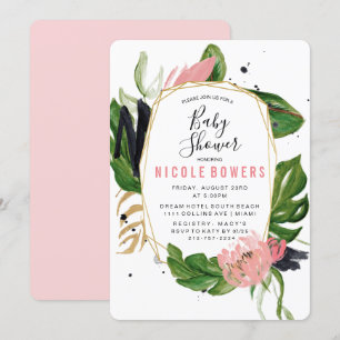 Tropical Floral Baby Shower Invitation