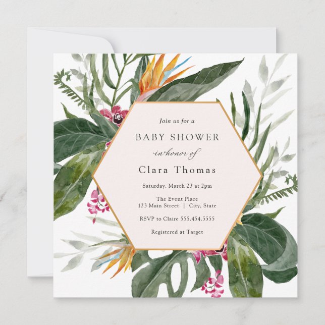 Tropical Floral Baby Shower Invitation (Front)