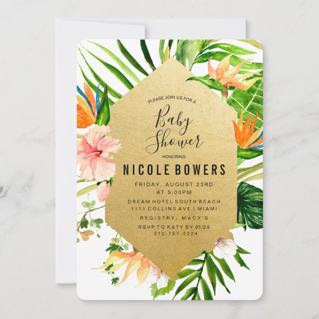 Tropical Floral Baby Shower Invitation (Front)