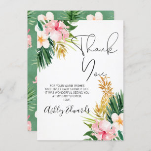 Tropical Floral Baby Shower Thank You Card