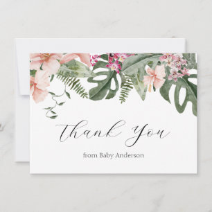 Tropical Floral Baby Shower Thank You Card
