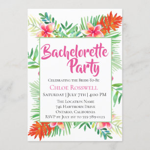 Tropical Floral Bachelorette Party Invitation